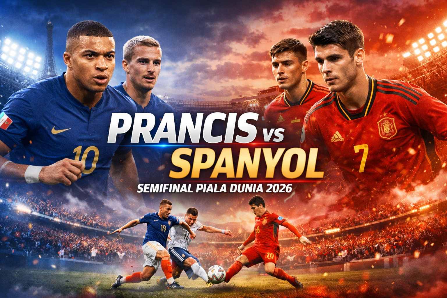Live Streaming Semifinal Piala Dunia 2026 Prancis vs Spanyol Dini Hari Ini Pukul 02.00 WIB Hadir Lebih Lengkap Bersama Jalalive